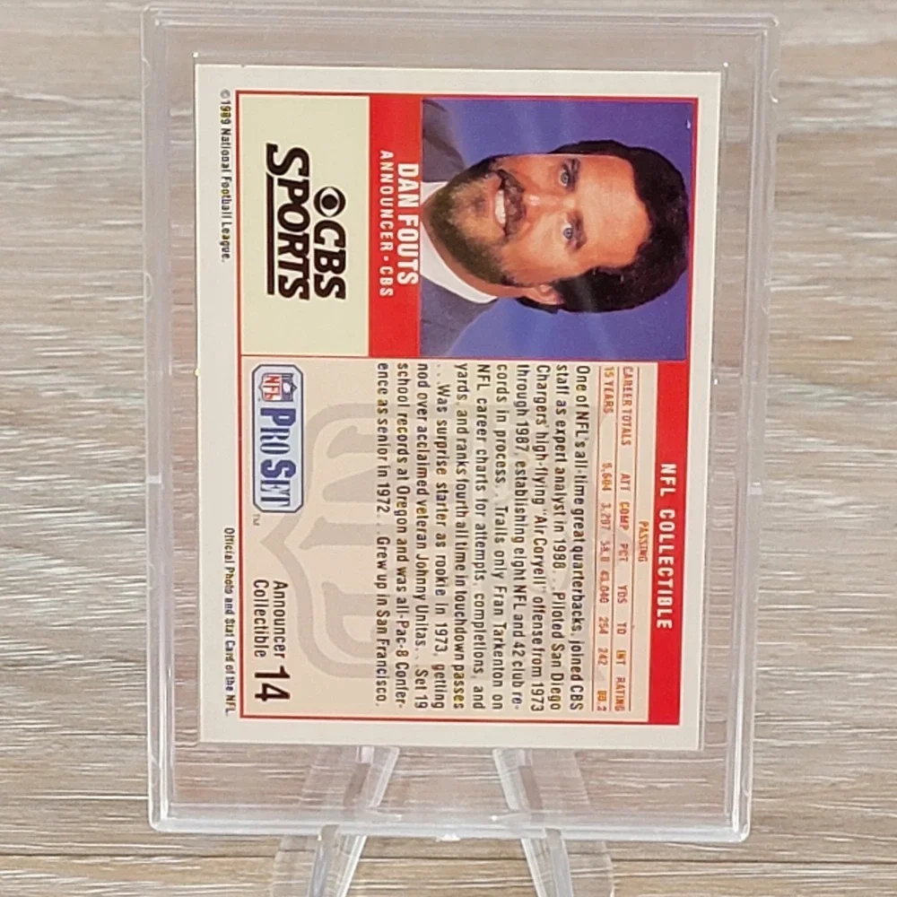 1989 Pro Set Dan Fouts Signed Autographed Card 14 CBS Sports San Diego Chargers